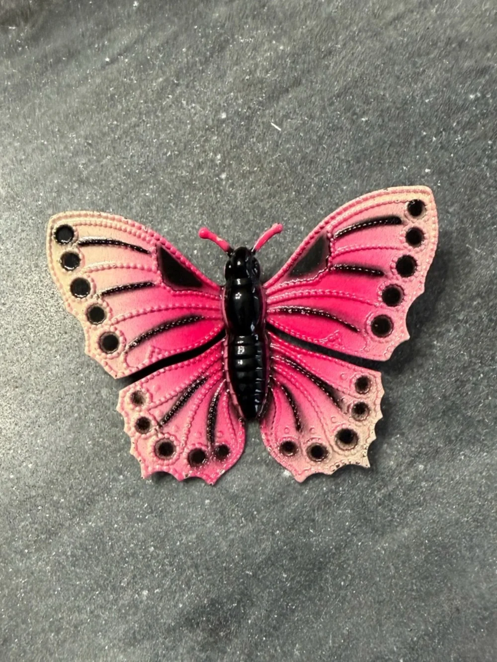 Vintage Pink Black Painted Butterfly Brooch